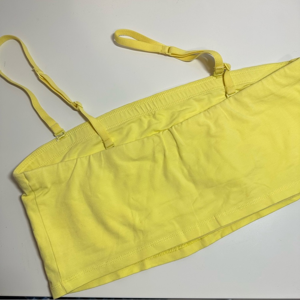 Pact Yellow Bandeau Tube Top Bralette with Removable/ Adjustable Straps Sz Large - Picture 2 of 4